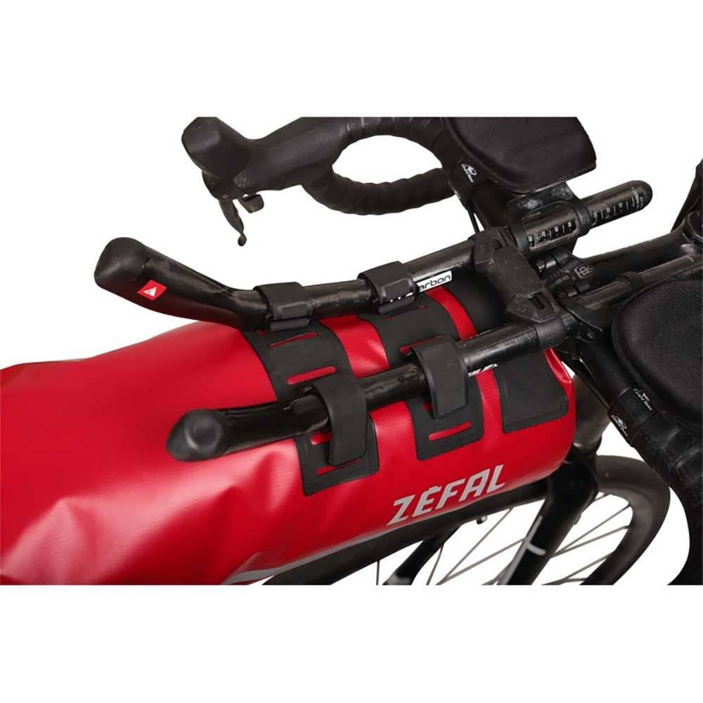 Zefal Z Adventure Aero front bike bag, waterproof and aerodynamic, designed for bike accessories storage, shown mounted on a bicycle.