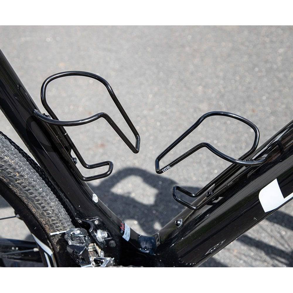 Zefal Pulse full aluminum bike bottle cage holder mounted on a bike for secure water bottle storage.