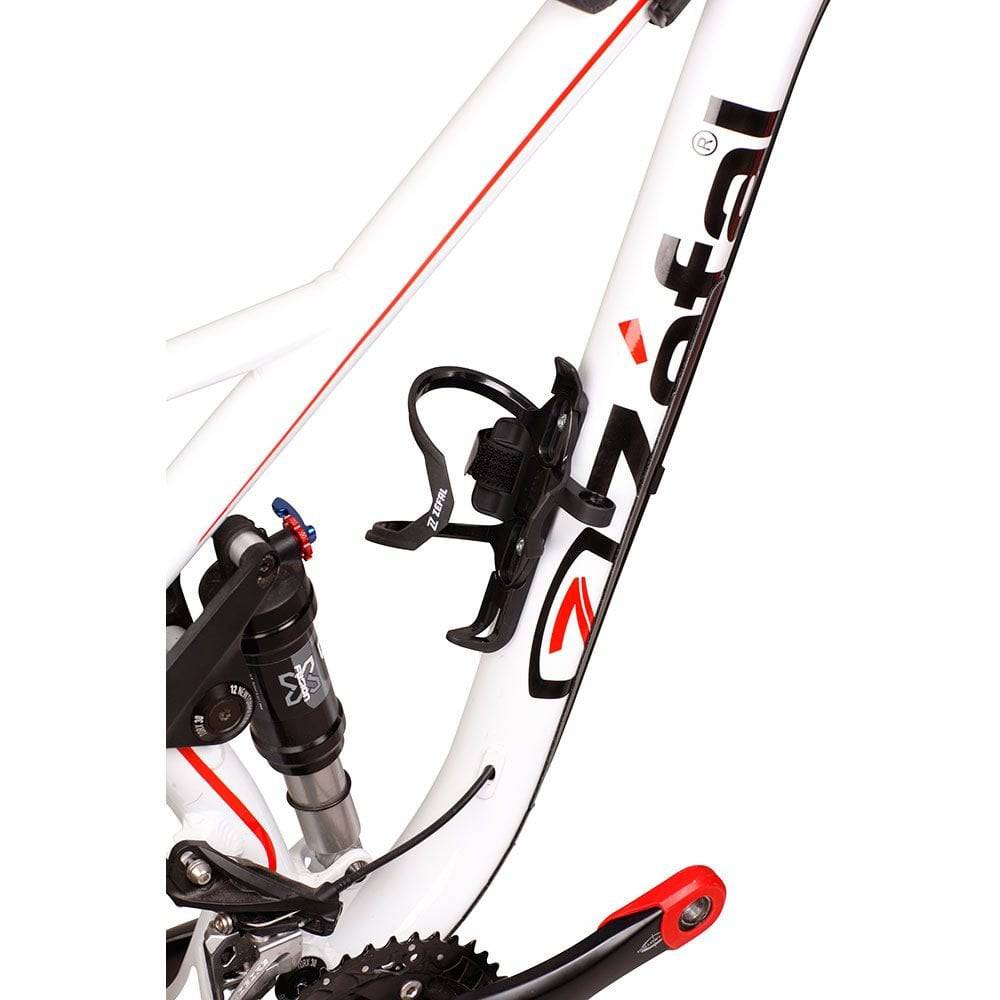 Zefal Pulse Z2i bike bottle cage with accessory holders, suitable for bikes and e-bikes, mounted on a bicycle frame.