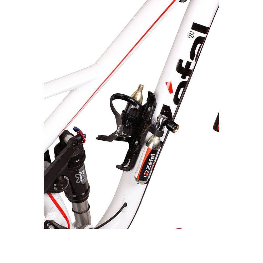 Zefal Pulse Z2i bike bottle cage with accessory holders, suitable for bikes and e-bikes, made of durable black metal.