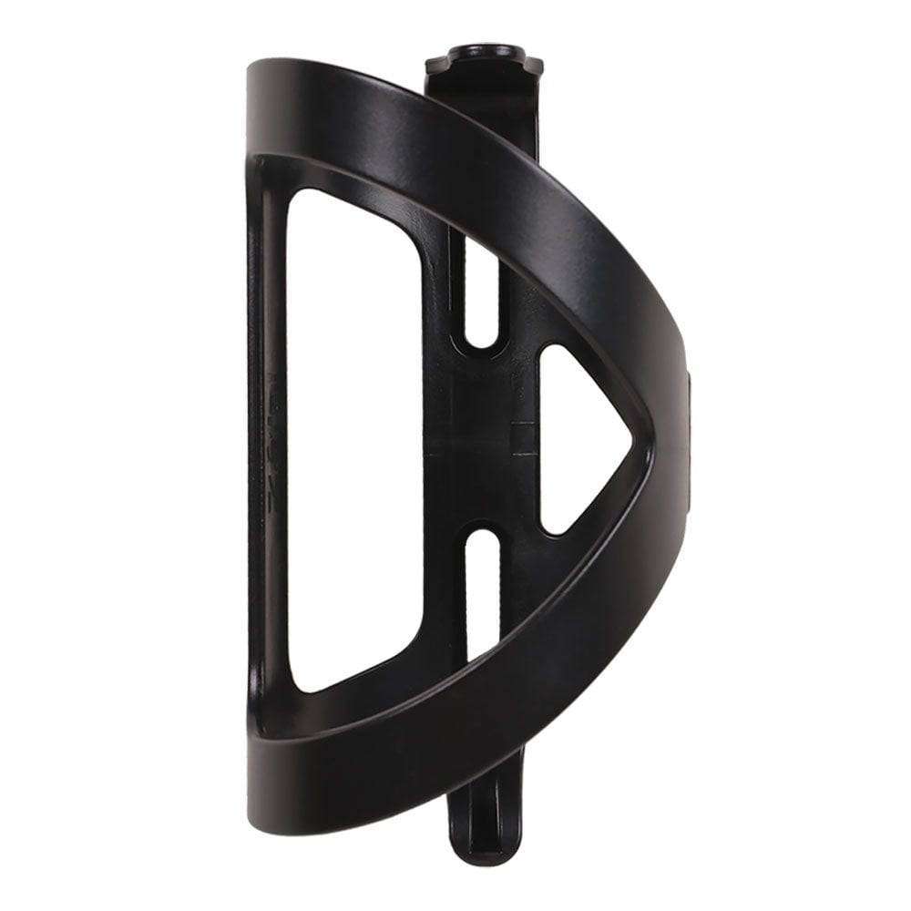 Zefal Wiiz reversible side-entry bike water bottle cage mounted on a bicycle frame, black accessory for bike hydration.