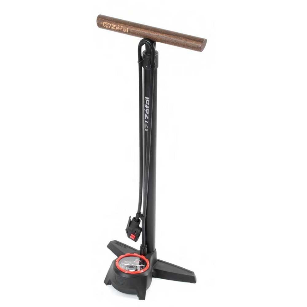 Zefal Profil Max FP60 bike floor pump with Z-Switch valve system, ergonomic handle, and digital pressure gauge for precise inflation.