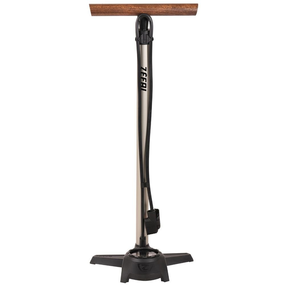 Zefal Profil Max FP65 floor pump with digital gauge and Z-Switch valve system, showcasing the pump's digital display and sturdy design.