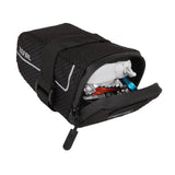 Zefal Z Light Saddle Pack with reflective stripes and light mount for bike seat storage, accessory for cycling gear.