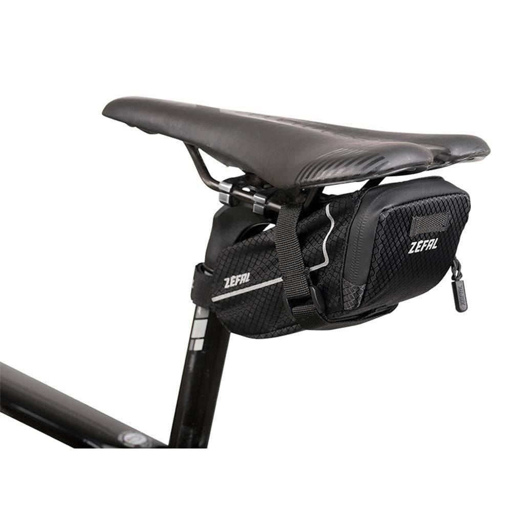 Zefal Z Light saddle pack with reflective stripes and light mount, bike seat storage accessory for cycling safety and convenience