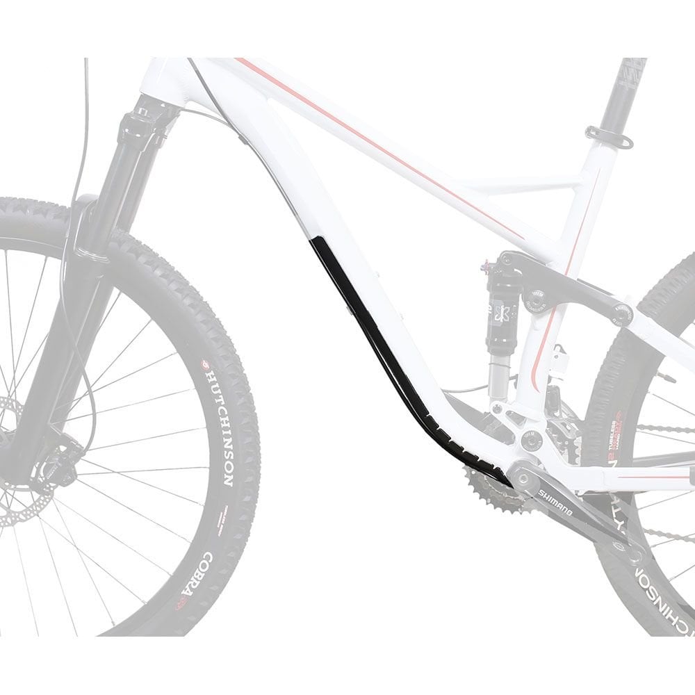 Zefal Downtube Armor bike frame protection stickers on a bicycle downtube, durable shield to prevent scratches and damage.