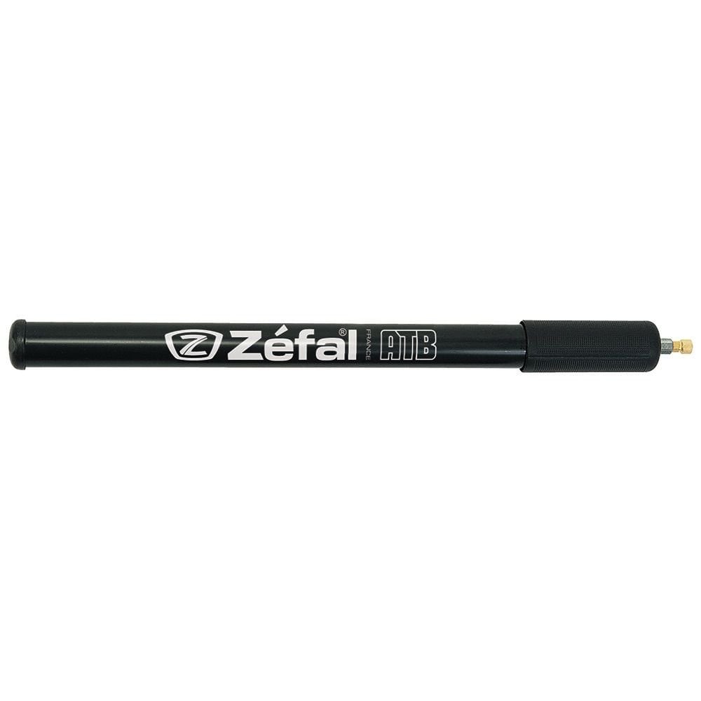 Zefal hand pump for ATB frames with flexible Schrader and Presta valve adapters, bicycle accessories for inflating tires.