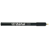 Zefal hand pump for ATB bikes featuring flexible Schrader and Presta valve adapters for easy tire inflation.