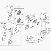 Shimano RD-M781 GS rear derailleur outer plate assembly, bicycle component replacement part, in black with mounting hardware