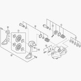 Shimano Spares RD-9070 rear derailleur plate axle assembly replacement component for bike derailers.