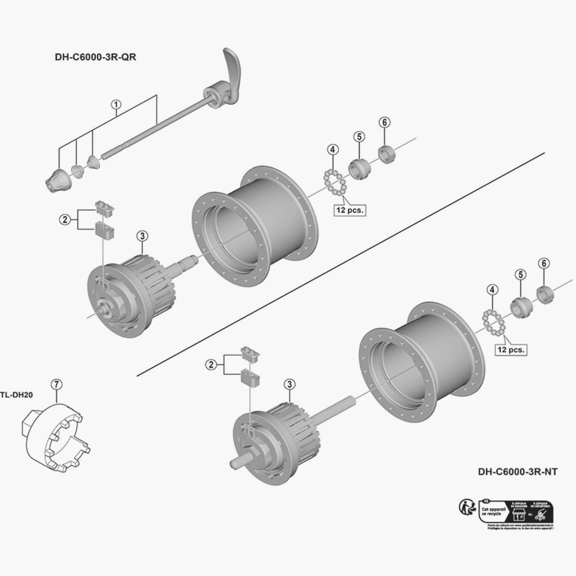 Shimano Spares DH-2R30-E left hand cone with M11 x 12mm threading for bicycle hub maintenance and replacement.