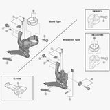 Shimano FD-6800 stroke adjust screws M4 x 15mm with plate for band-type front derailleur, bicycle component parts.