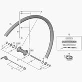 Shimano HB-RM50 quick release hub axle, 108mm replacement spare part for bicycle wheel components.