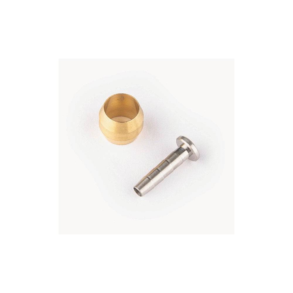 Shimano SM-BH90 olive and connector insert for 2.1mm bore brake systems, cycling components, shiny metal parts.