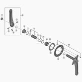 Shimano FC-M615 outer gear fixing bolt and nut set, M8 x 7mm, 4-piece component for bike drivetrain repair.