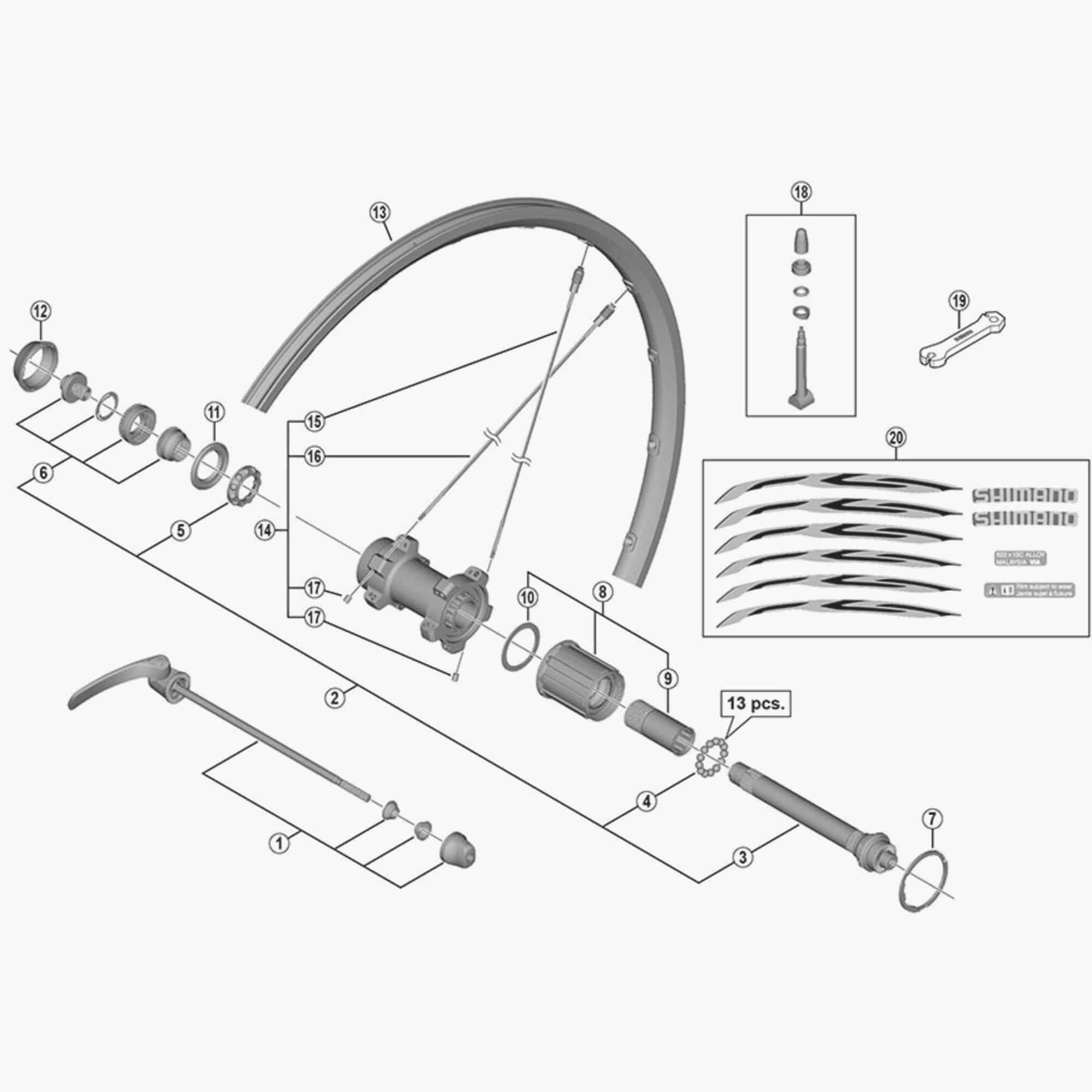 Shimano Spares WH-6800-R hub axle unit replacement for bicycle wheel performance.