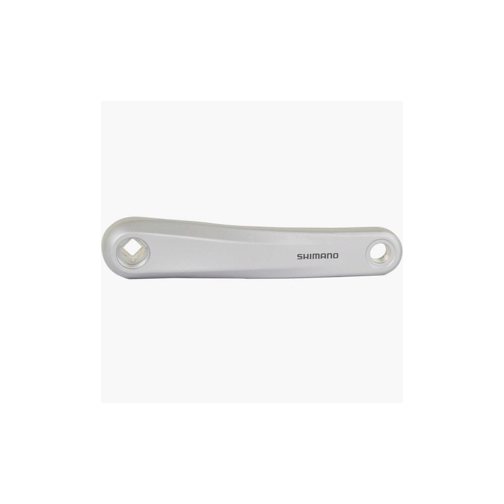 Shimano FC-TX801 left-hand 175mm silver crank arm for bicycle components, replacement part with detailed finish.