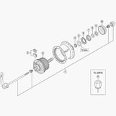 Shimano DH-S501 internal assembly replacement hub component for bicycle spares, showing detailed 108mm Shimano spare part
