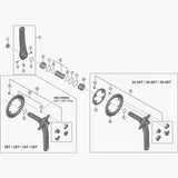 Shimano FC-M9000 chainring fixing bolts for double crankset, pack of 4, durable components for bike drivetrain assembly.