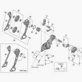Shimano RD-M8000 rear derailleur bracket axle unit for normal type, bicycle component replacement.