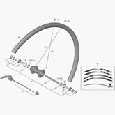 Shimano WH-RX010-F complete bike wheel hub axle, 108mm replacement component for Shimano Spares bike wheel assemblies.