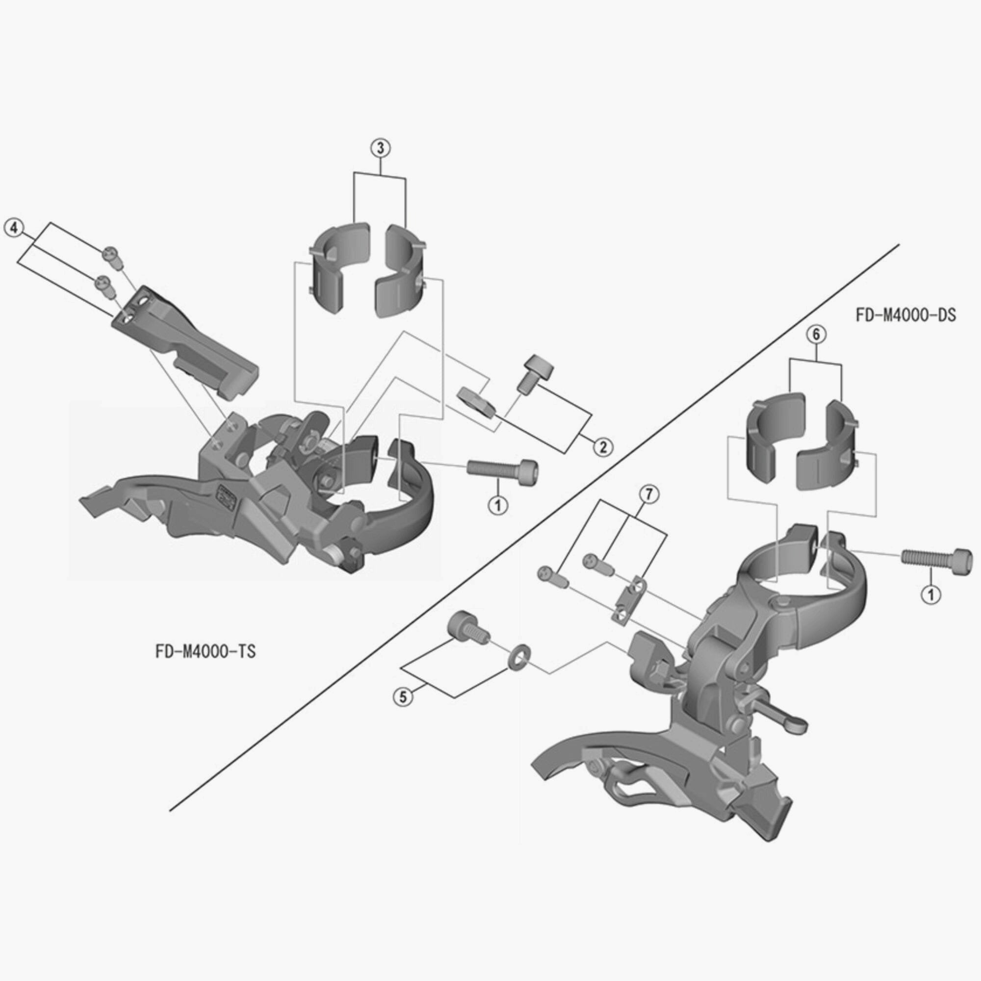 Shimano FD-M3000 clamp band adapter for 28.6mm front derailleur, replacement component for bike gear shifting.
