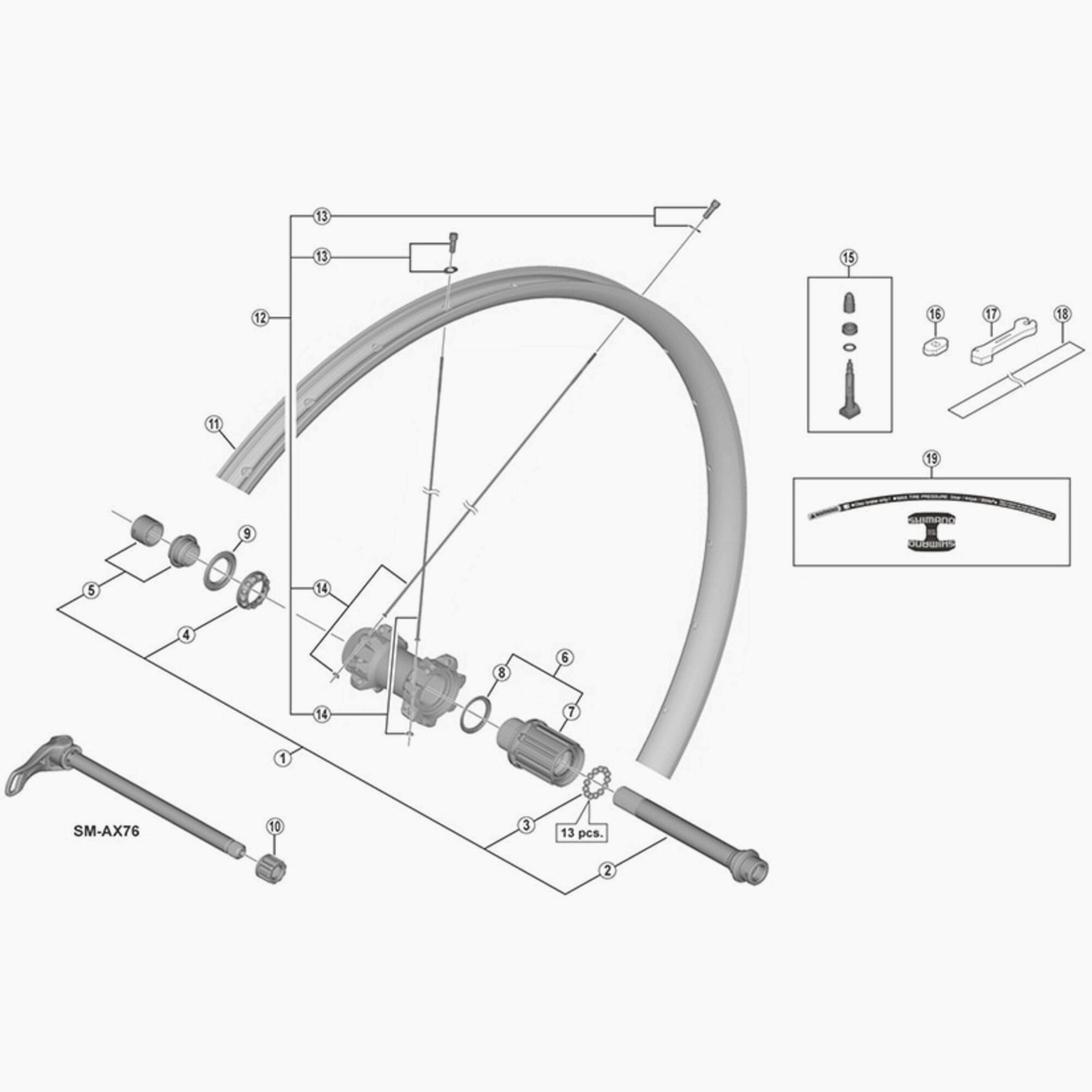 Shimano WH-M8000-TL-29er 300mm replacement spoke for mountain bike wheelset, part of Shimano spares components.