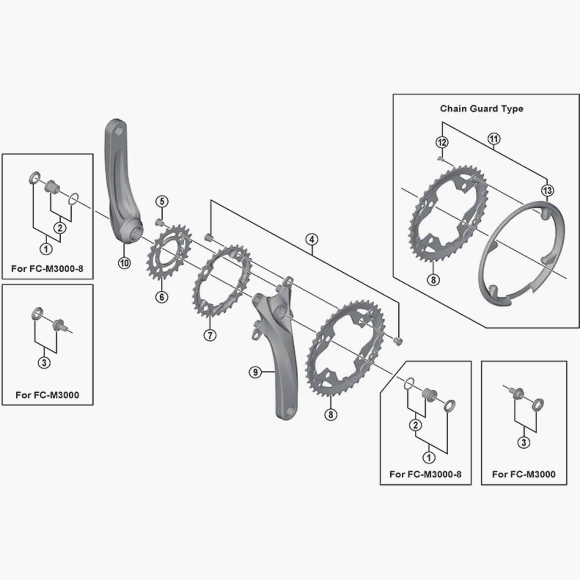 Shimano FC-M4000 crank arm fixing bolt, genuine replacement component, showing the metal bolt on a plain background.
