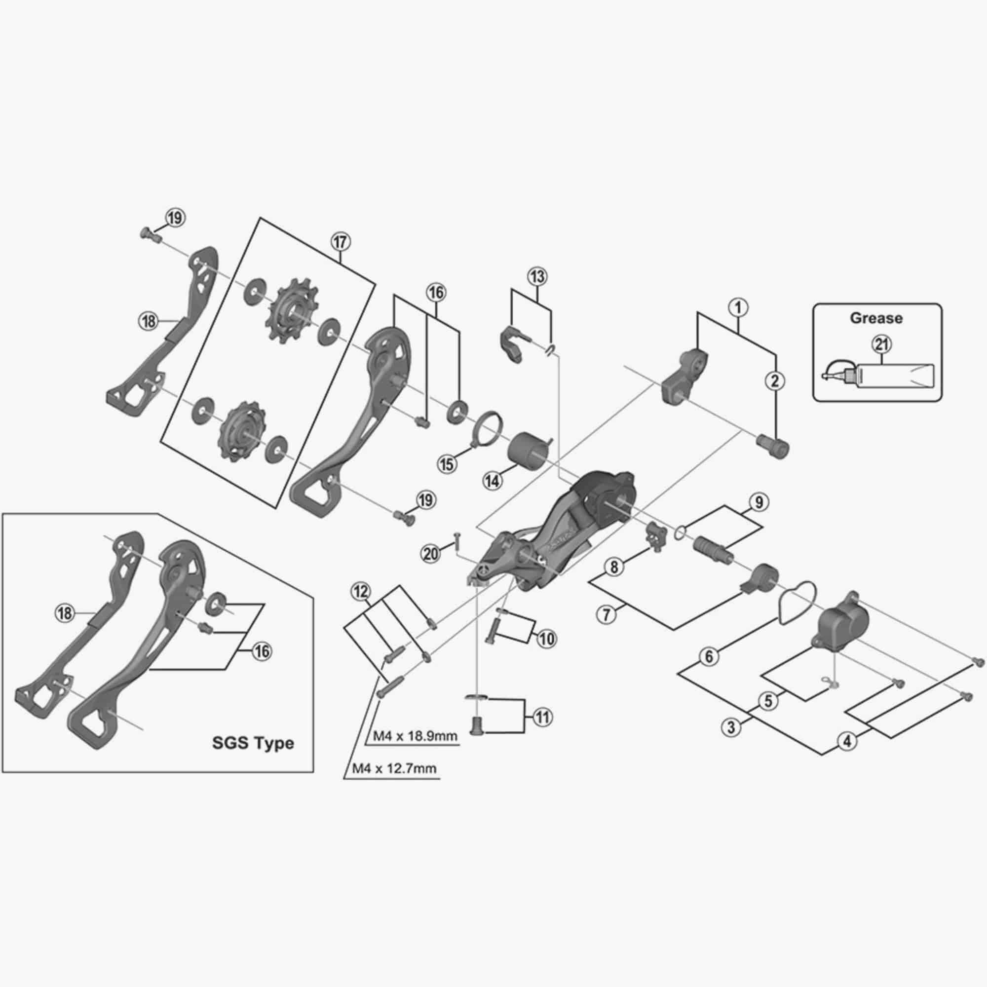 Shimano RD-M9000 P-Cover unit, rear derailleur spare component for Shimano bicycle derailers.