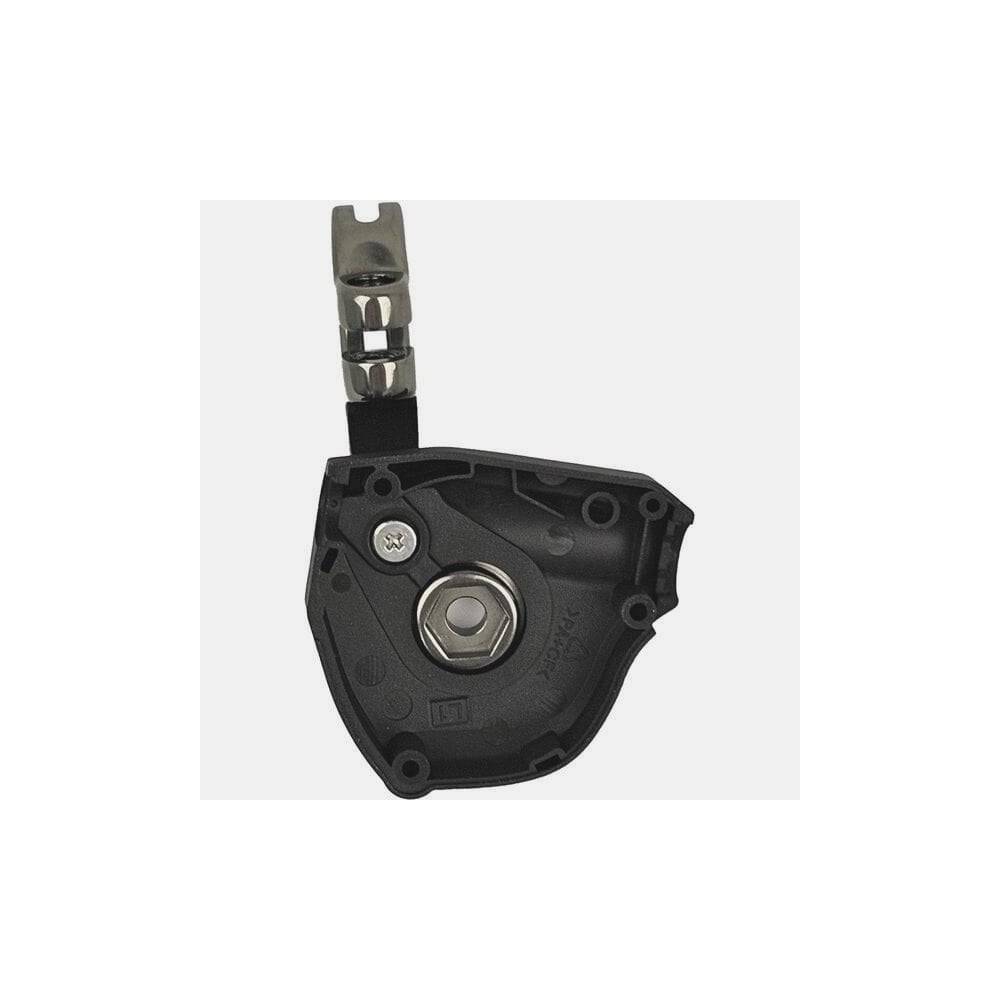Shimano SL-M9000 left hand cover replacement part for shifter components, showing the plastic cover and attachment details.
