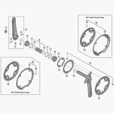 Shimano FC-M391 double gear fixing bolt and nut set, M8 x 8.5mm, pack of 4, for bicycle component replacement.