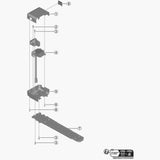 Shimano Spares BM-E6000 upper case assembly in black for E6000 brake system replacement, component part for bicycle brakes.