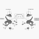 Shimano Spares right hand main lever cover with fixing screws for ST-EF500 shifter component, replacement part.
