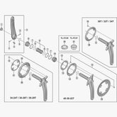 Shimano FC-M7000 left hand crank arm, 170mm replacement component for bike, shown in black with mounting details.