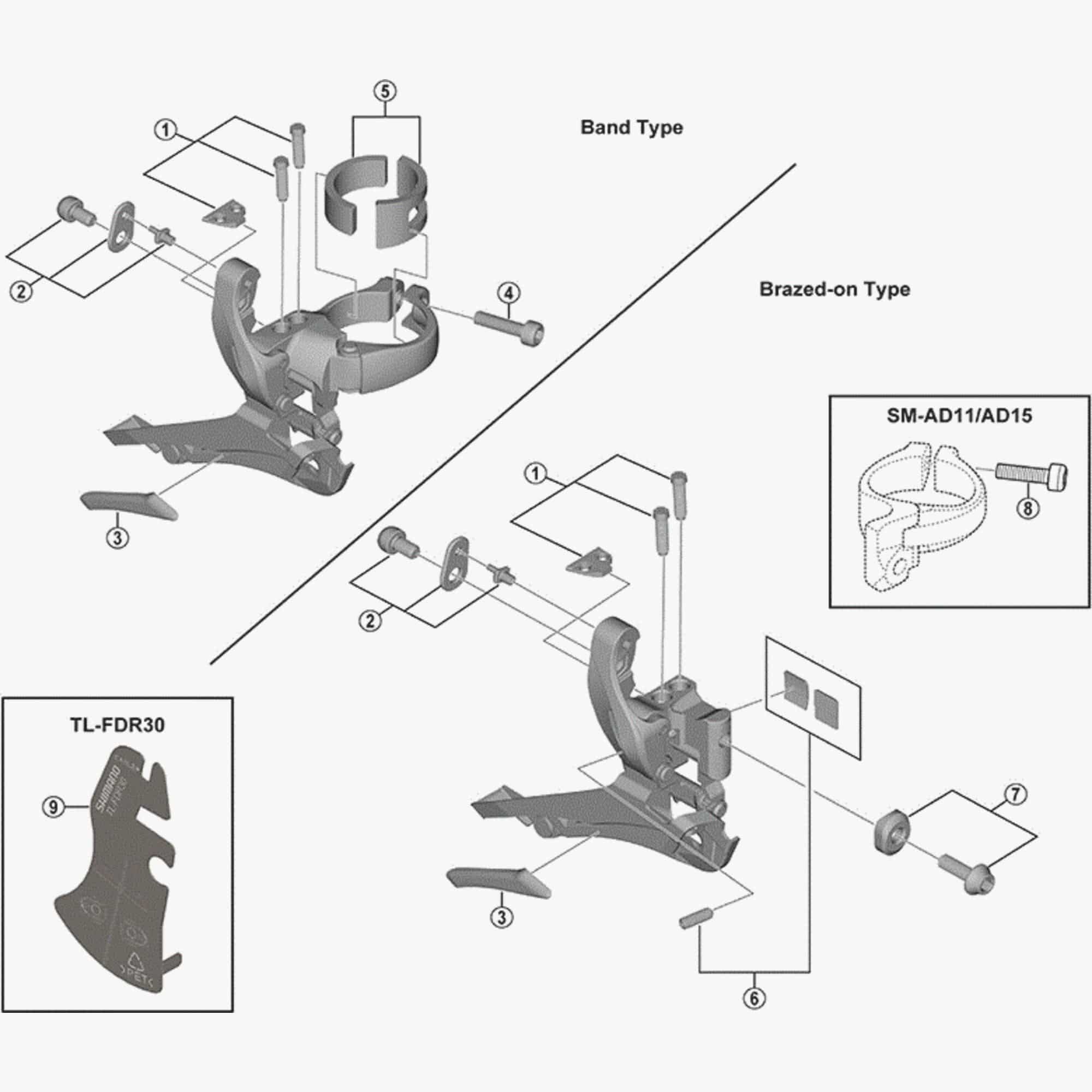 Shimano FD-R3000 derailleur front skid plate for protection, replacement bicycle component, Shimano Spares parts.