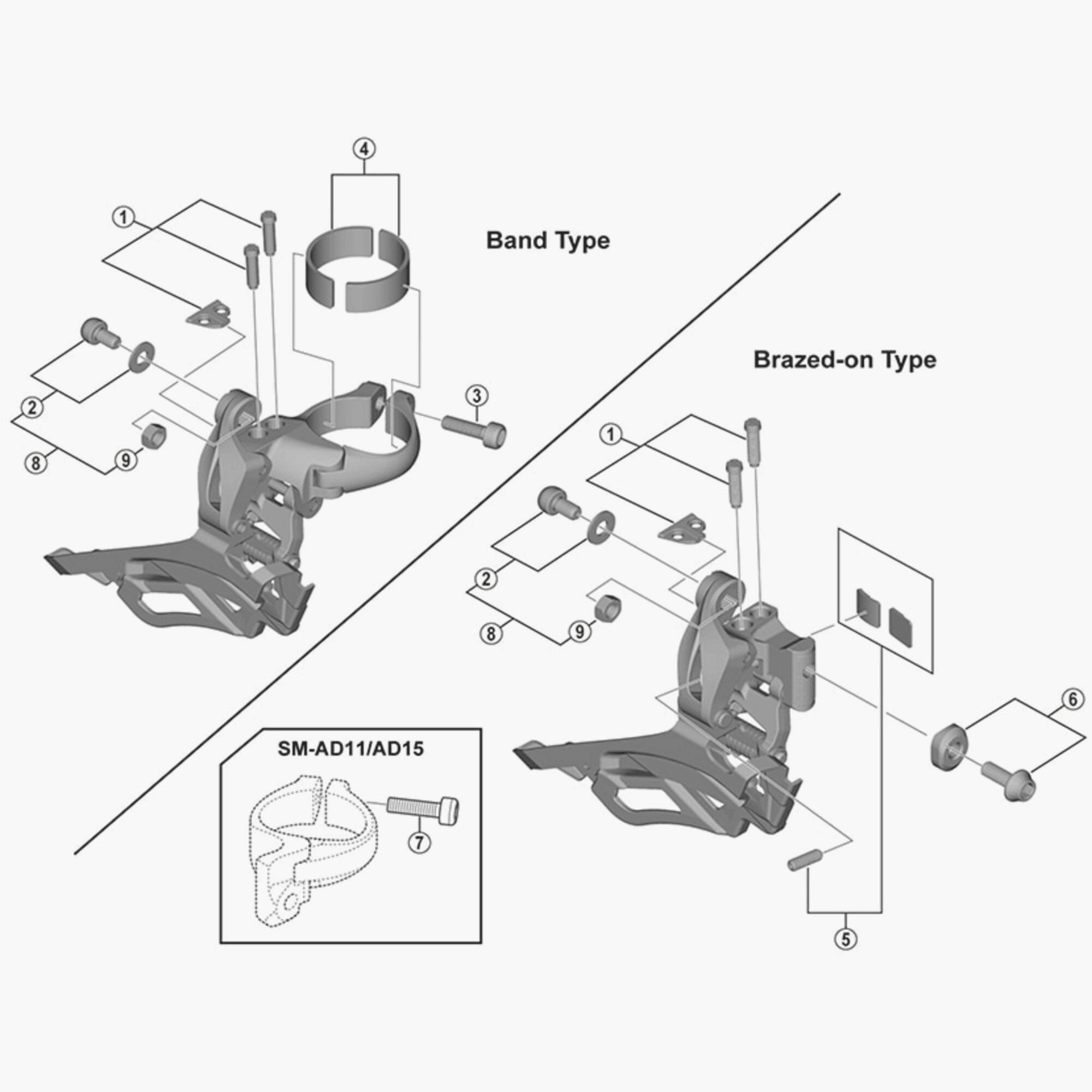 Shimano FD-R3000 clamp band adapter for 31.8mm front derailleur, bike components spare part showing the metal clamp and branding.