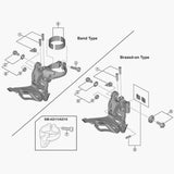 Shimano FD-R3000 clamp band adapter for 31.8mm front derailleur, bike components spare part showing the metal clamp and branding.