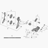 Shimano RD-R9100 rear derailleur cable fixing bolt and plate replacement parts, bike components for precise gear shifting.