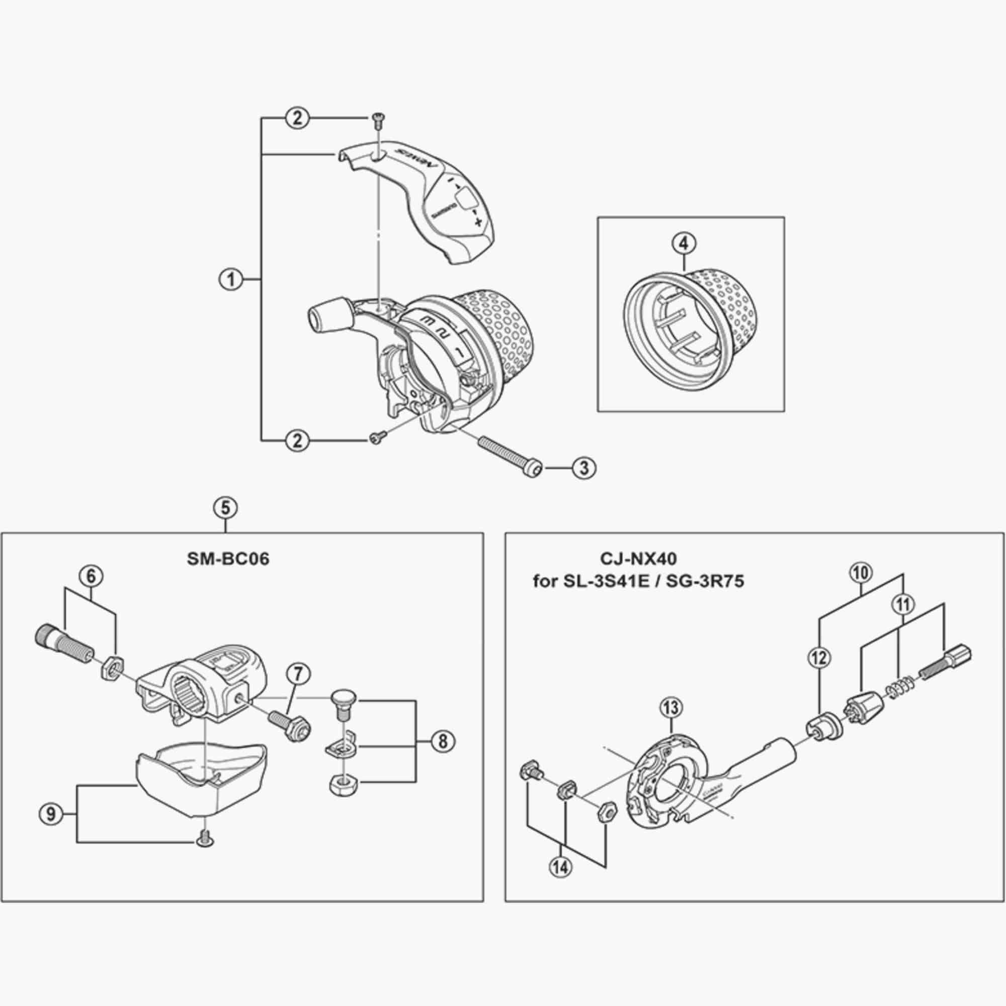 Shimano Spares SL-3S42E long grip replacement for smooth gear shifting on bicycle components.