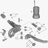Shimano BL-T8000 brake lever member and spacer replacement part for hydraulic bike brakes, showing components and hardware.