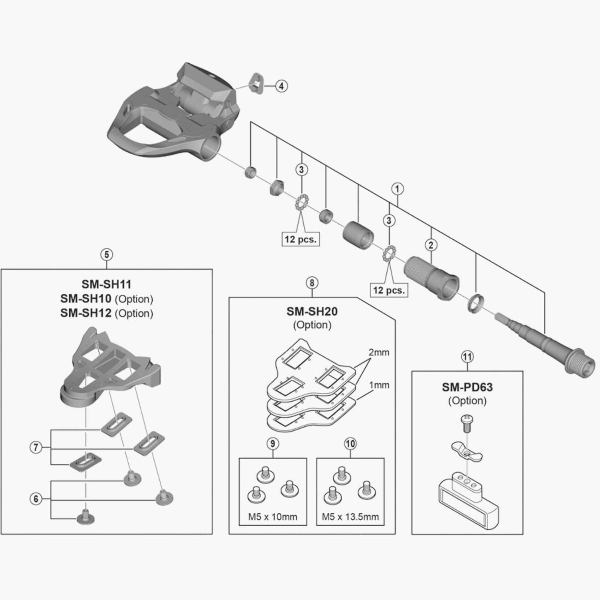 Shimano Pd-R8000 Pedal Axle Assembly Right Hand 4 Mm Longer Spares & Accessories