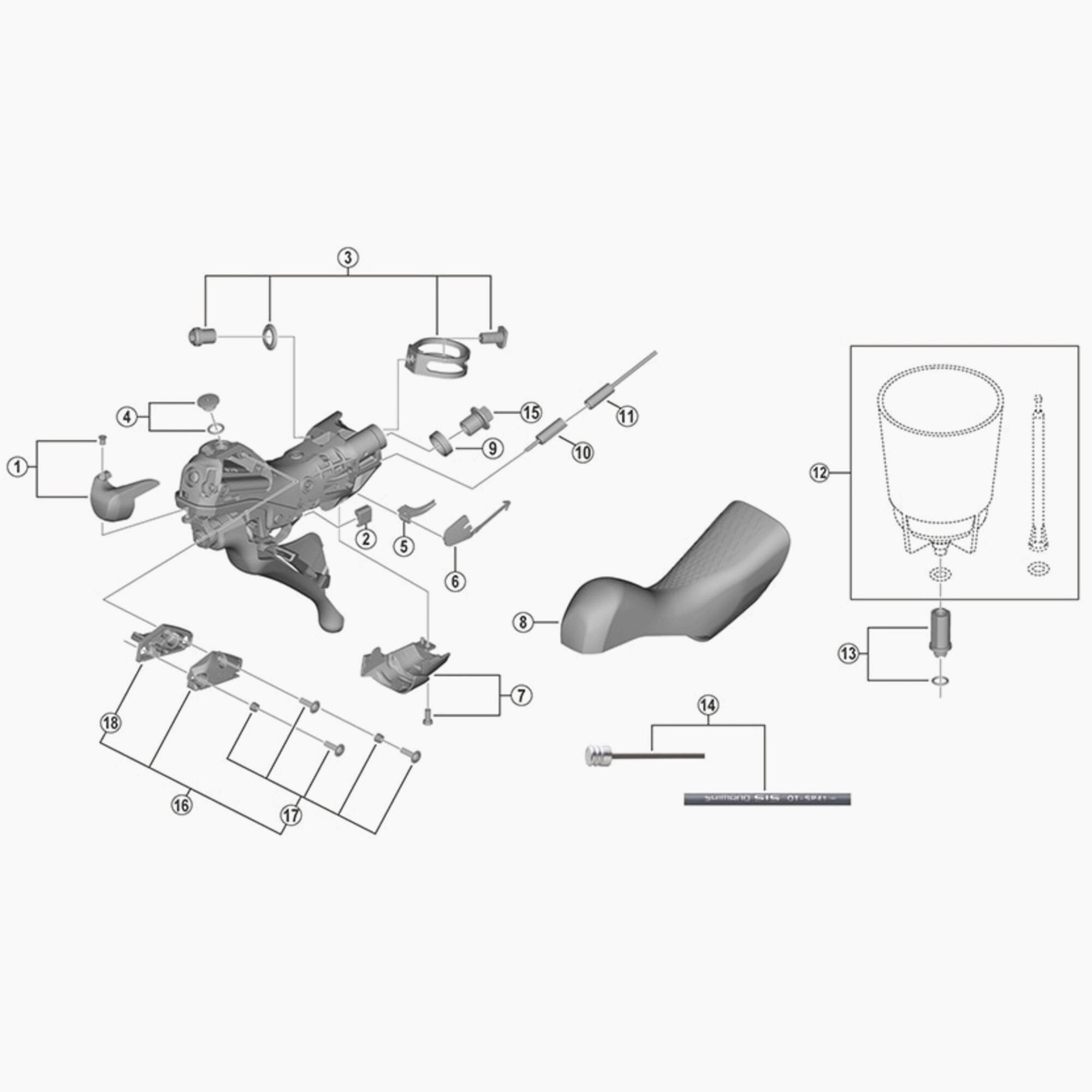 Shimano ST-R9120 left hand name plate with fixing screw, replacement component for Shimano cycling shifters.