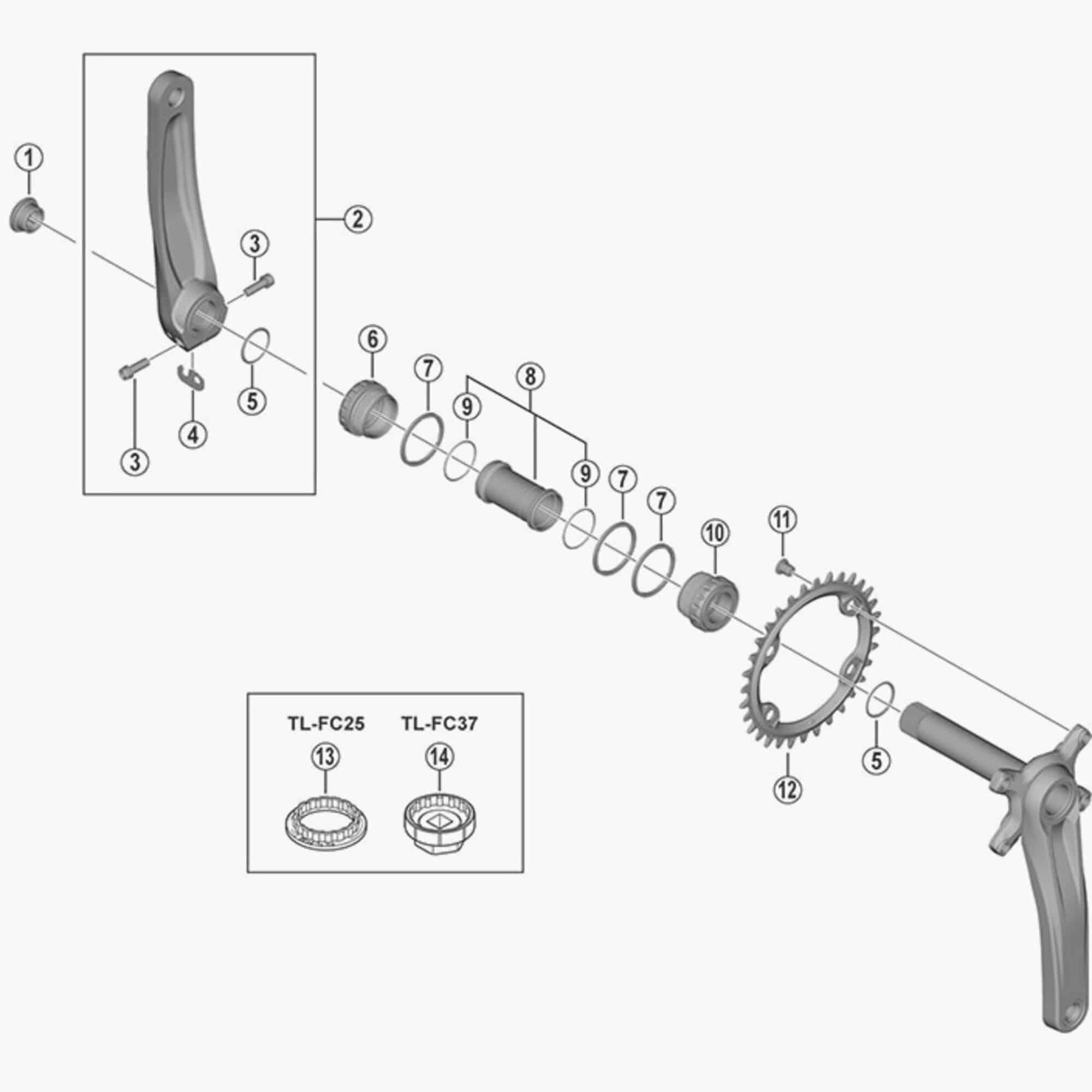 Shimano FC-MT600-2 gear fixing bolts, M8 x 8.5mm, pack of 4, for bicycle cranksets and component assembly.