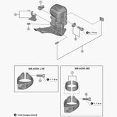 Shimano FD-R8050 clamp bolt and radius washer replacement parts for front derailleur, showing metal components and packaging.