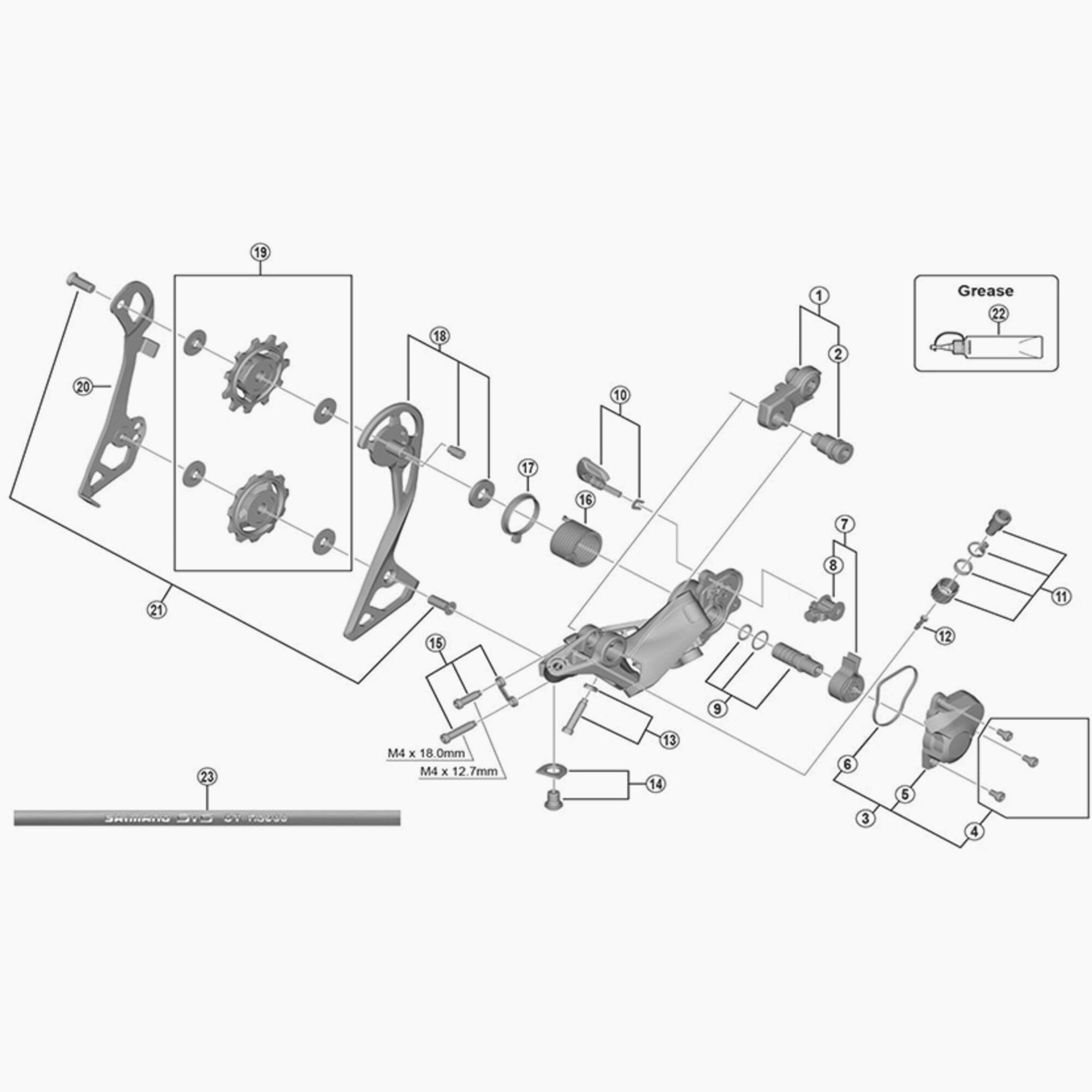 Shimano RD-R8000 GS internal derailleur replacement plate for rear derailleur, component part in Shimano spares collection.