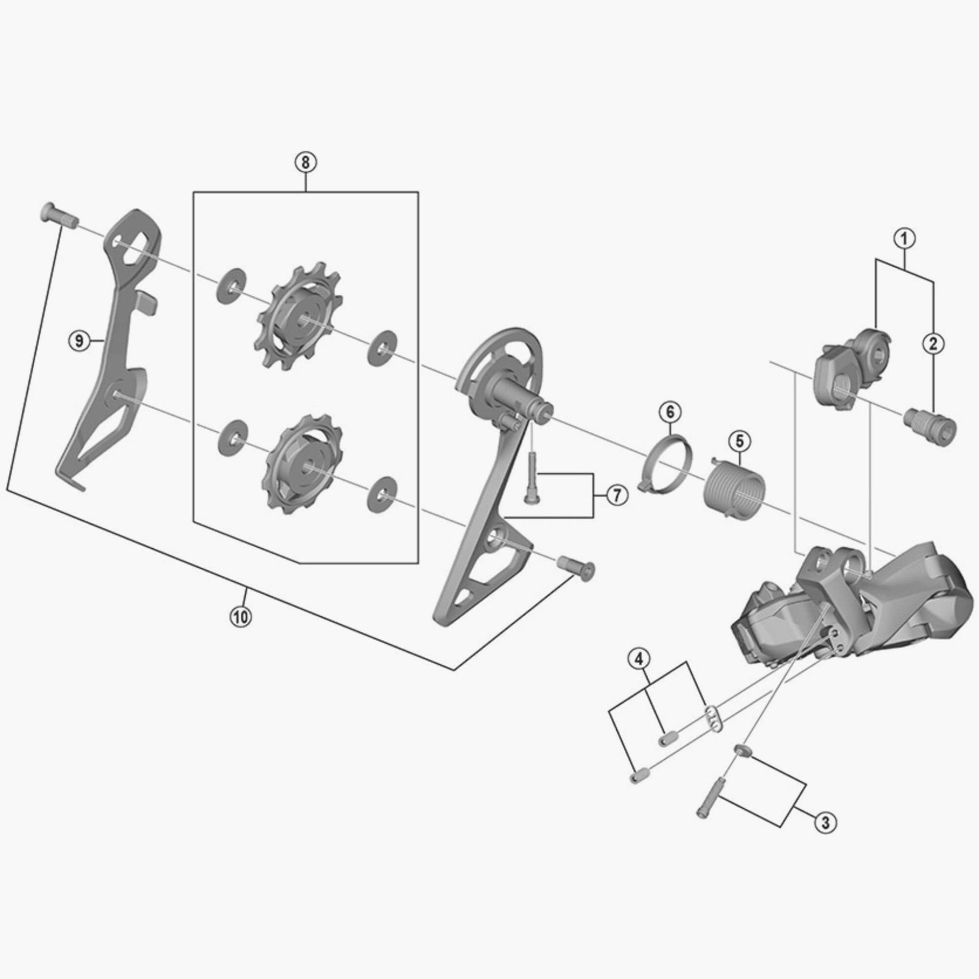 Shimano RD-R8050 rear derailleur outer plate and fixing bolt spare part, bicycle components for gear shifting.