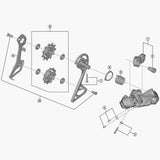 Shimano RD-R8050 rear derailleur outer plate and fixing bolt spare part, bicycle components for gear shifting.