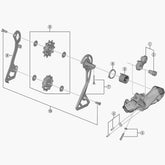 Shimano RD-R8050-GS rear derailleur outer plate and fixing bolt replacement components for bicycle drivetrain repair.