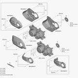 Shimano SM-DUE80 front derailleur cover fixing bolts pack of 6, genuine spare components for bicycle drivetrain.