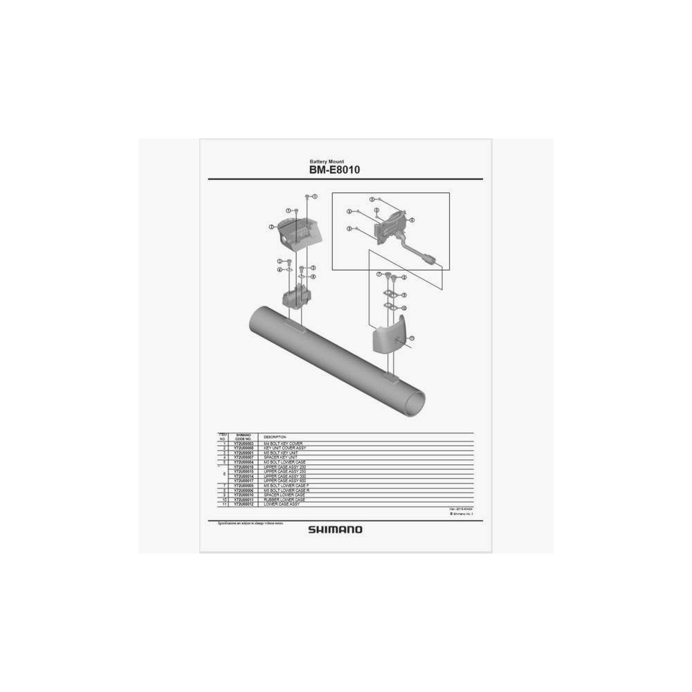 Shimano Spares BM-E8010 upper case assembly for 250mm brake component, replacement part for Shimano mountain bike brakes.